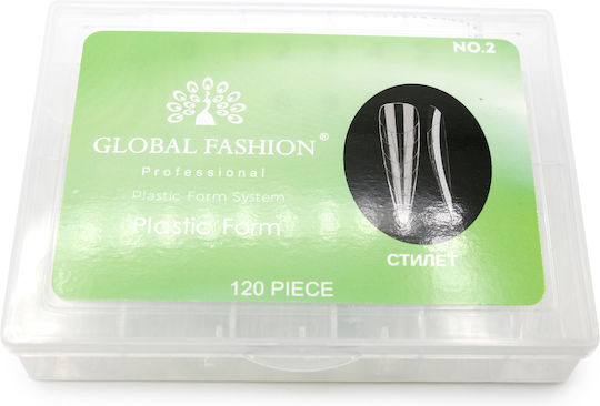 Global Fashion Plastic Stiletto Nail Forms Markings 120 Pcs No 2 25470