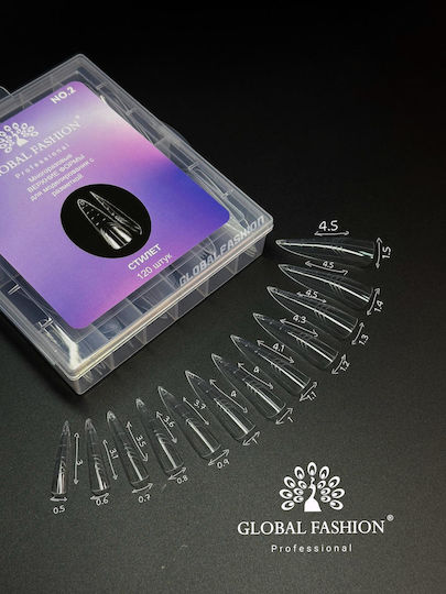 Global Fashion Plastic Nail Forms Markings Stiletto 120 Pcs No 2 25370