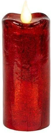 Glass Red Crackle Candle, Two Lighting Modes, 9x18.3cm Eurolamp 600-48453