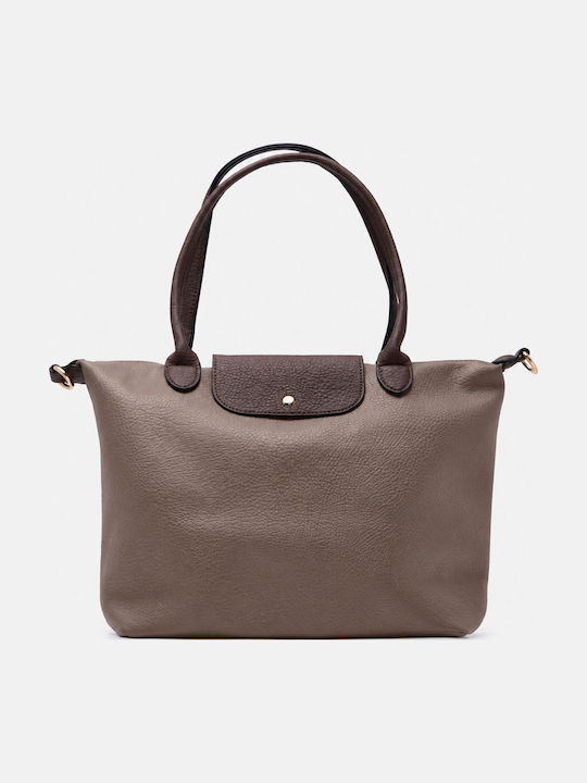 Beige-dunkle Damen-Schulter-/Handtasche aus Stoff