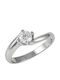 Single Stone Ring in 14K White Gold with Synthetic Diamond