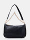 Schwarze Damen-Schultertasche aus Stoff