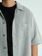 Short Sleeve Linen Shirt in a Wide Fit Grey
