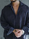 Long-Sleeve Corduroy Shirt in a Relaxed Fit Blue