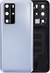 Capac Spate din Sticlă cu Lentilă pentru Cameră Huawei P40 Pro Argintiu Mat