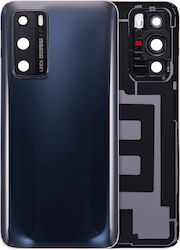 Задно стъклено капаче с камера и протектор за обектива Huawei P40 Черен