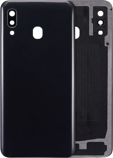 Capac Spate din Sticlă cu Lentilă pentru Cameră Samsung Galaxy A30 A305 2019 Aftermarket Plus Negru