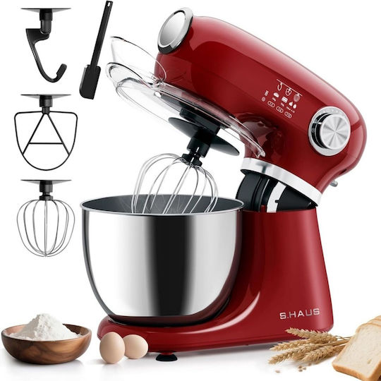 Küchenmaschine 1300 W mit Rostfreier 5-l-Edelstahlschüssel Rot
