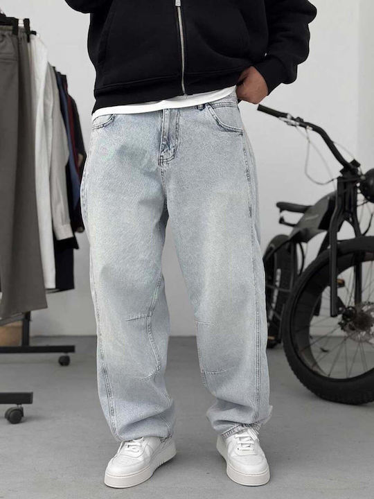 Мъжки дънков панталон, еластичен, Loose Baggy Fit, светлосин