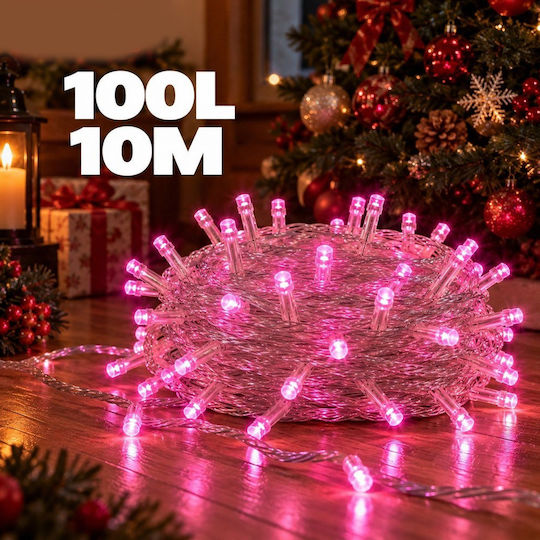 100 Λαμπάκια LED 10μ. Ροζ σε Σειρά