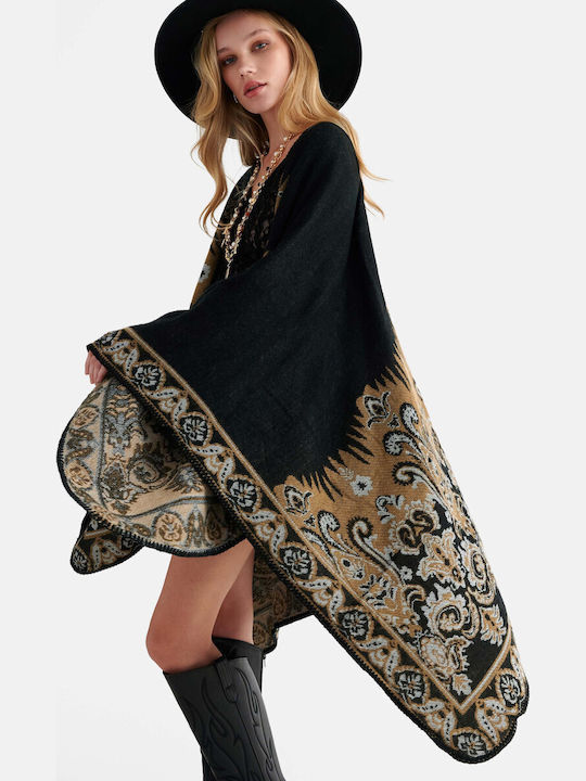 Poncho de damă negru
