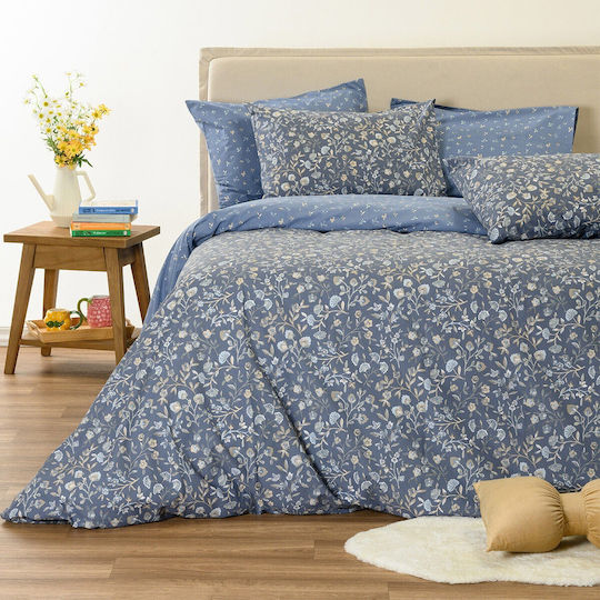 Melinen Ultra Double Bed Sheet Set 205x270cm Jean (4 pcs)