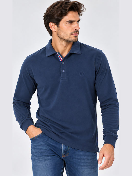 Sogo Long-Sleeve Polo Shirt Dark Blue