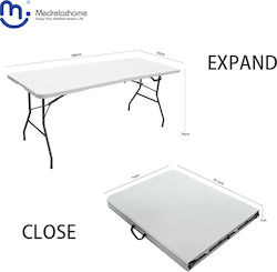 Medrelaxhome Folding Steel Camping Table 180x74x74cm White Medrelaxhome Folding Steel Camping Table 180x74x74cm White