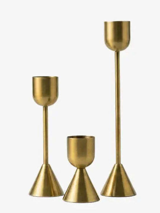 Phos & Gaia Set Metallische Kerzenhalter in Gold 18 cm 3 Stück