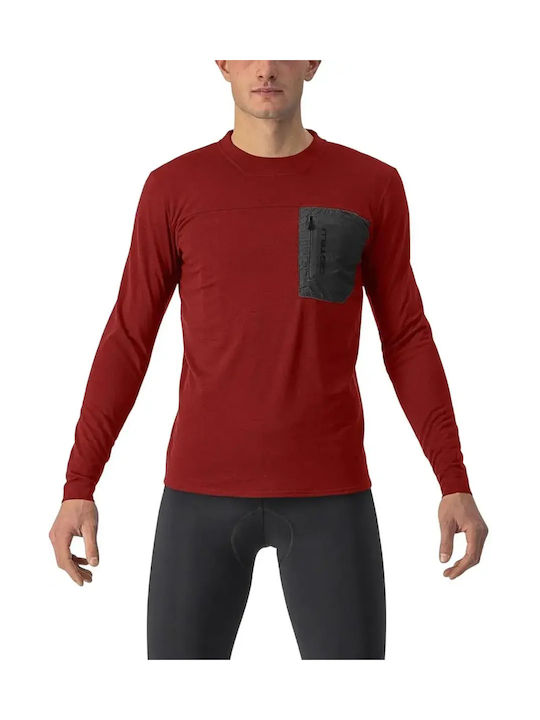 Castelli Unlimited Мъжка дългорукавна колоездачна фланелка в Червено