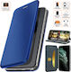 Book-style Case Honor 600 Pro Magnetic Flip Closure Card Pocket Stand Function Eco-leather Microfiber Lining Blue