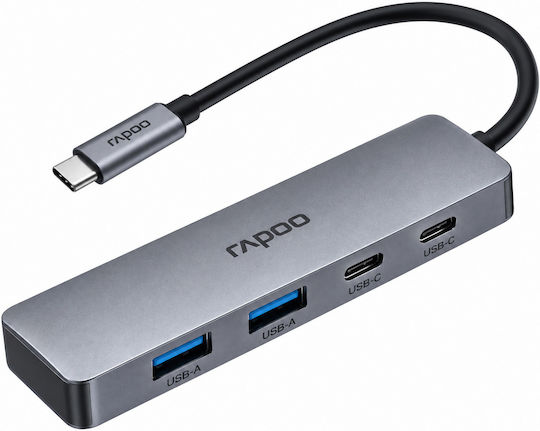 Rapoo Hub 4 Θυρών USB 3.2 με σύνδεση USB-C Γκρι