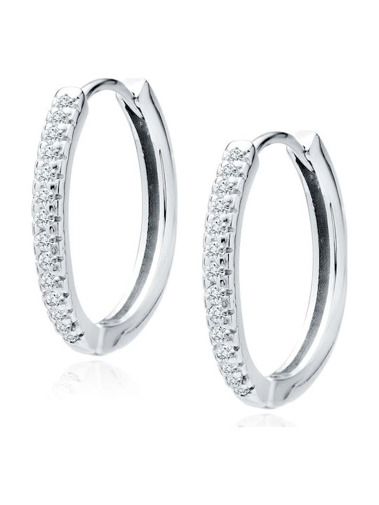 Lysea Women’s Crystal Halo Hoop Earrings 925 Sterling Silver Silver Zirconia