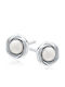 Lysea Stud Earrings with White 10 mm Pearl and Twisted Silver Frame
