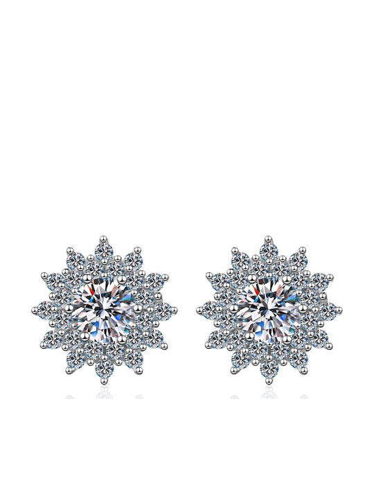 Lysea Women's Snowflake Earrings 925 Silver Moissanite in Silver Tone
