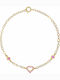 Women's Chain Bracelet with Heart Design in 9K Gold