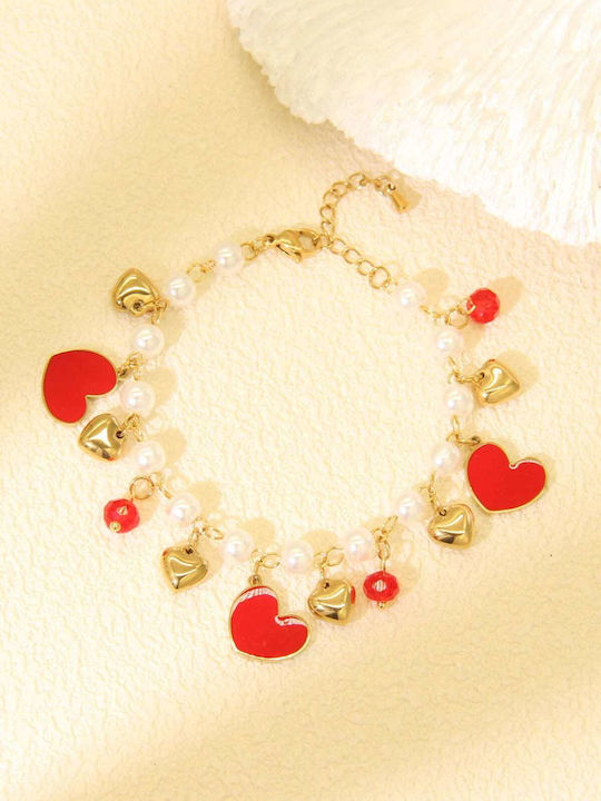 Lysea Women's Leather Chain Bracelet with Pearls