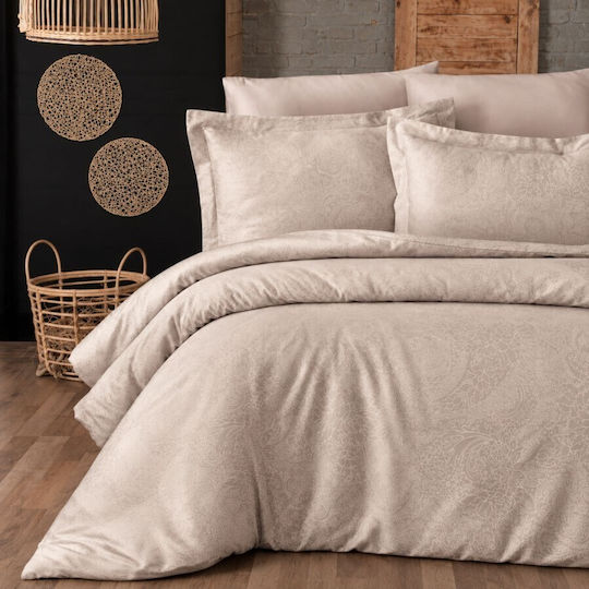 First Choice Neva Комплект Плик за Завивка Памучен 200x220 см Двоен с 4 Калъфки за Възглавници & 1 Чаршаф Champagne