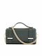 Damen-Ledertasche mit Klappe in Olivgrün