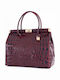 Burgunderrote Damen-Schultertasche aus Leder