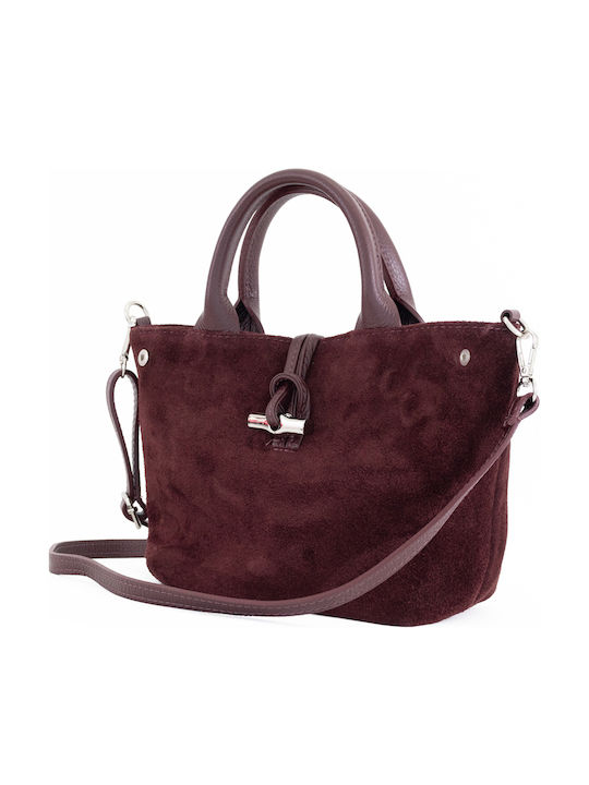 Burgunderrote Damen-Schultertasche aus Leder