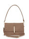 Damen-Schultertasche aus beigem Wildleder
