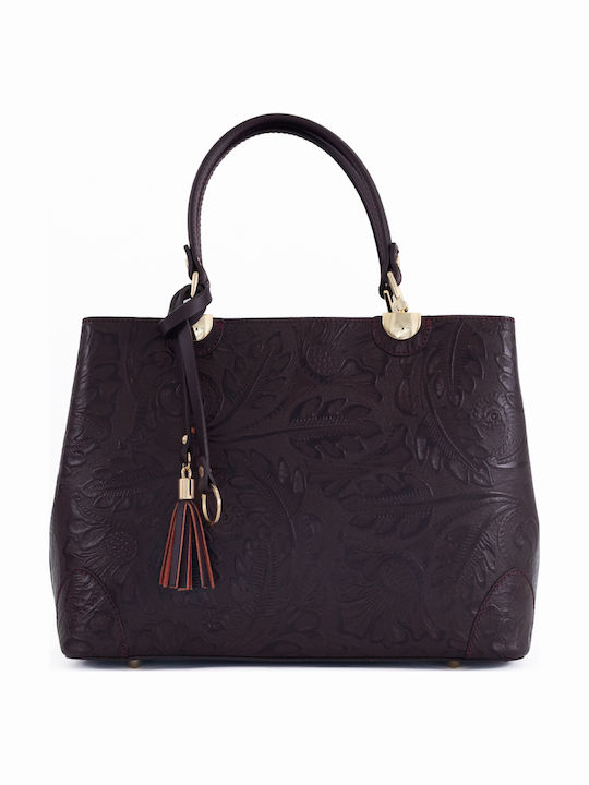 Burgunderrote Damen-Schultertasche aus Leder