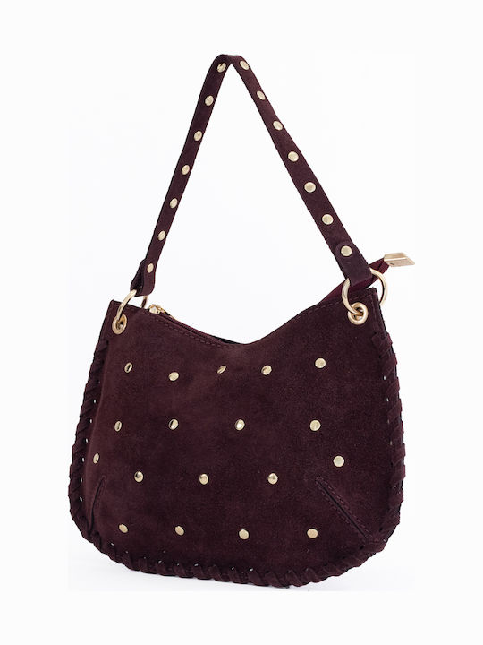 Burgunderrote Damen-Schultertasche aus Leder