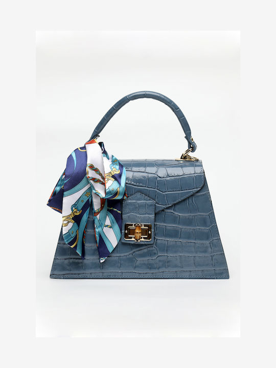 Blaue Damen-Ledertasche zum Umhängen