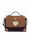 Bordeaux-/Braune Damen-Schultertasche aus Leder