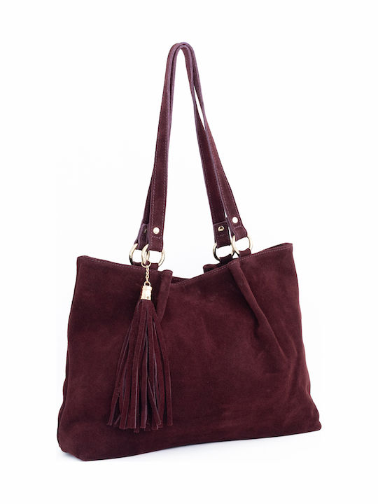 Burgunderrote Damen-Schultertasche aus Leder