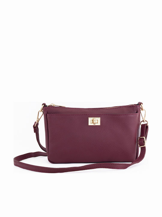 Burgunderrote Damen-Schultertasche aus Leder