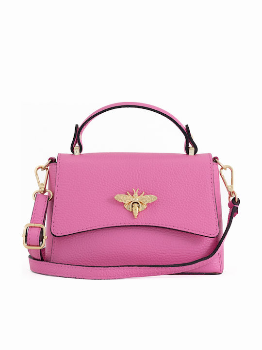 Damen-Flap-Tasche aus Leder Rosa
