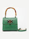 Grüne Damen-Ledertasche mit Klappe