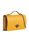 Gelbe Damen-Flap-Tasche aus Leder