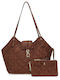 Fabric Women's Tote Bag Chocolate / Gold