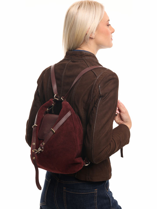 Burgunderrote Damen Schulter- / Rucksacktasche aus Leder