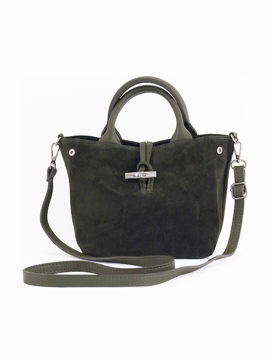 Khaki Leather Women's Shoulder Bag
