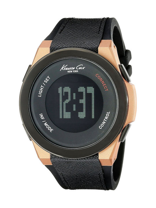 Digital Men's Watch 47mm Battery-Powered with Black Silicone Strap