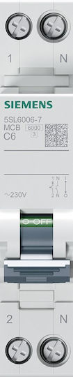 Siemens Αυτόματη Ασφάλεια 6A Διπολική 5SL6006-7