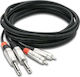 Hosa 6.3mm Male to 6.3mm Male Cable 3.05m Silver