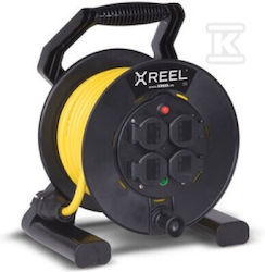PCElectric 3-Socket Cable Reel with 20m Cable, 3 x 1.5mm² Cross Section and Waterproof Grounding