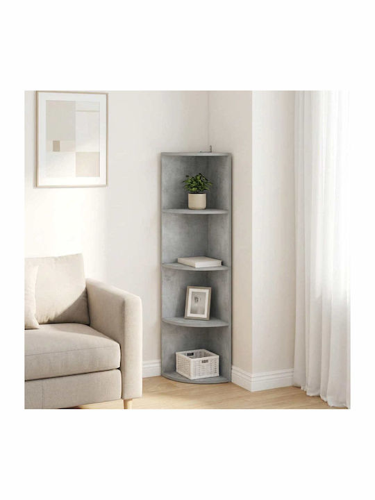 Corner Bookcase Grey Concrete 31.5x31x130 cm
