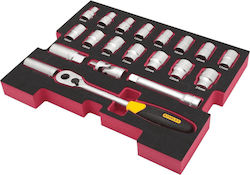 Stanley Ratsche mit Stecknüssen 1\2" 20-tlg Stanley Ratsche mit Stecknüssen 1\2" 20-tlg